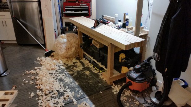 Not all the shavings, but I do like to keep the place cleaner than this.